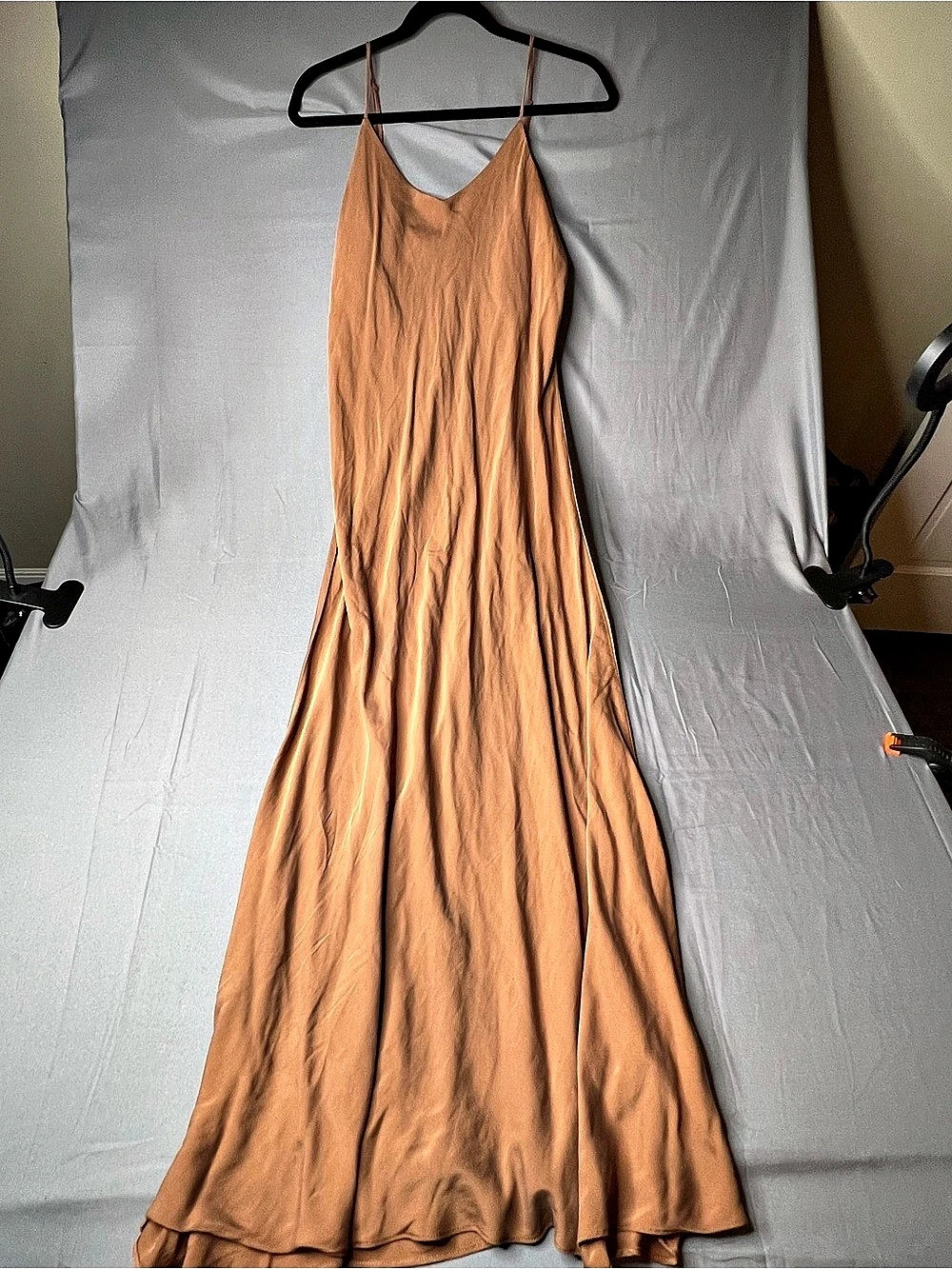 Quince Washable Stretch Silk Maternity Slip Dress Silk Maxi Slip Dress in Copper